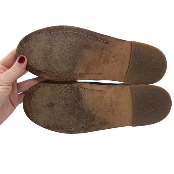 Vince Shoes Gray Leather Suede Slip On Flats Casual Italy Womens Cap Toe Sz 7.5 - Picture 6 of 8